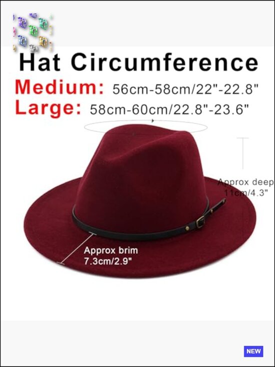 Classic Felt Fedora Wide Brim Floppy Panama Hat with Belt Buckle main image 7